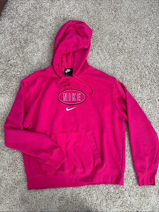 Nike Tops - Nike Hoodie Medium Hot Pink Pullover Sweatshirt Embroidered Logo Y2K